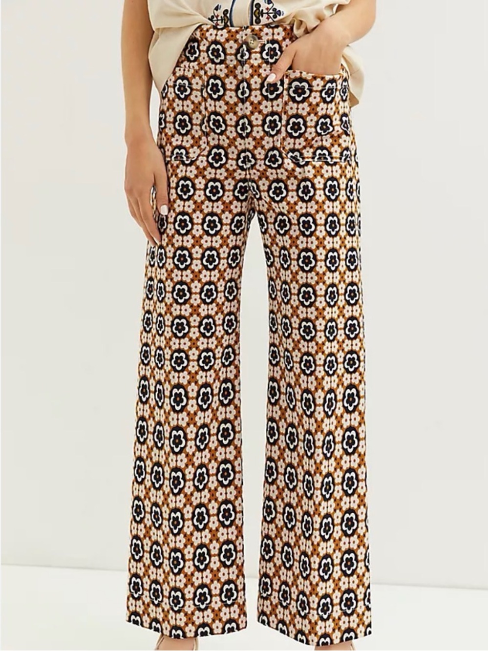 Anthropologie The Colette Wide Keg Cropped Pants by Maeve